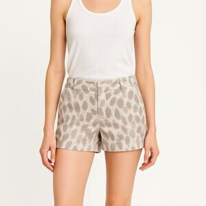 Ann Taylor LOFT Leopard Print Linen Blend Ultra Low Waist Shorts Women US 0